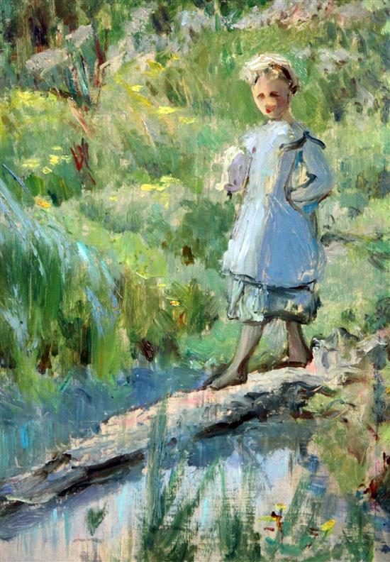 Percy Harland Fisher (1867-1944) Crossing the fjord, 10.25 x 7.25in.